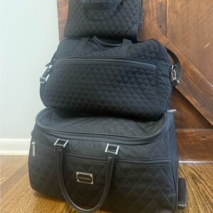 Vera Bradley Black Quilted Duffel Bag Trio